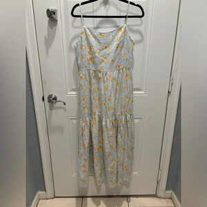 Christian Lacroix Tropical Floral‎ Tiered  Dress Size Large Linen Blend